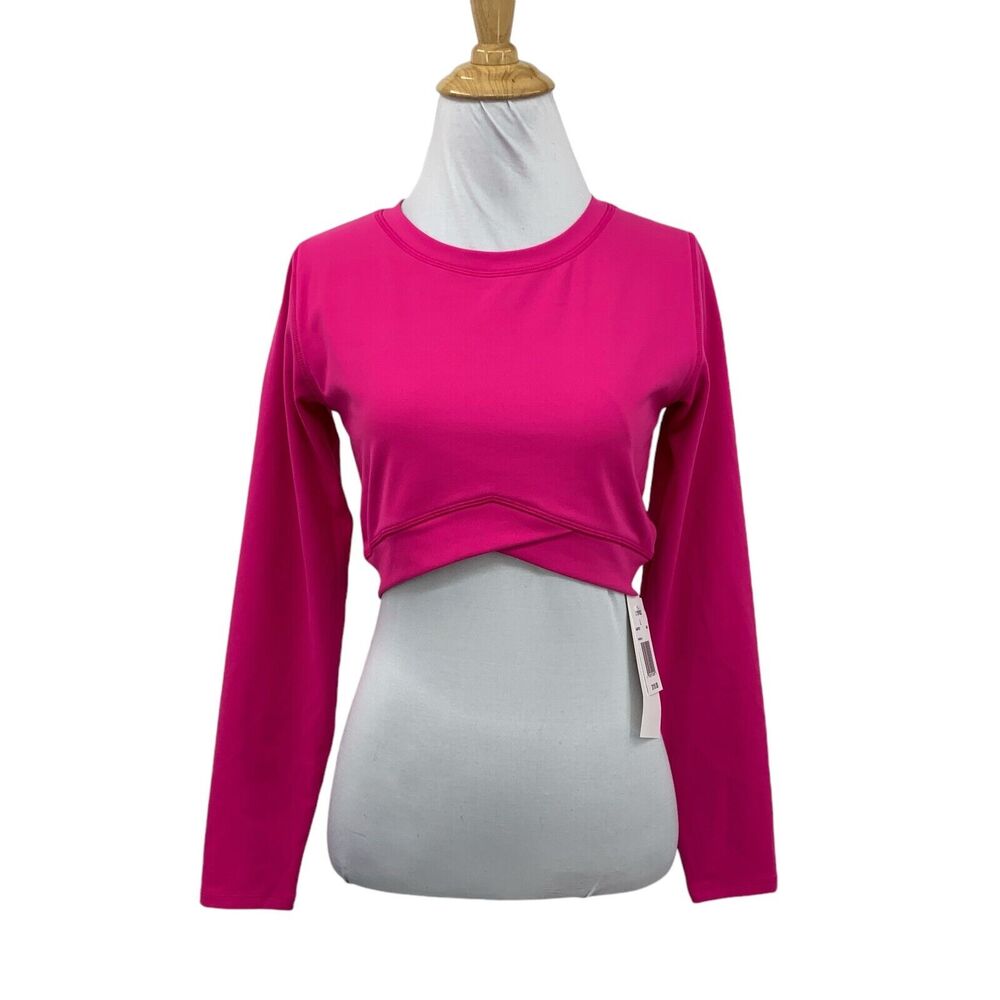 Lspace Top Womens L Large Barbie Pink Cropped Aim High Low Impact Second Skin